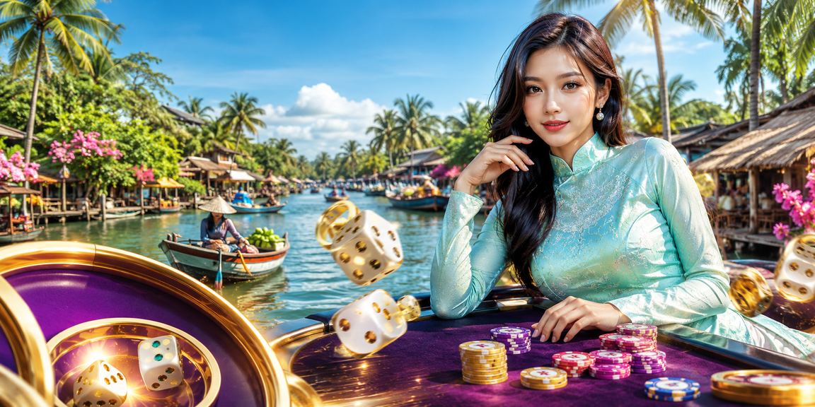 Khung cảnh sông Mekong với trò chơi xúc xắc tài xỉu và trang phục áo dài truyền thống